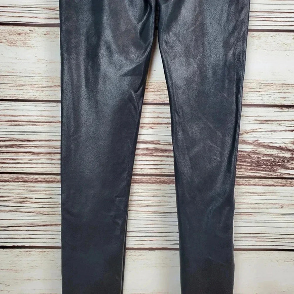 Spanx Size Small Faux Leather Side Stripe Leggings Black w/ White Stripe - Picture 8 of 12